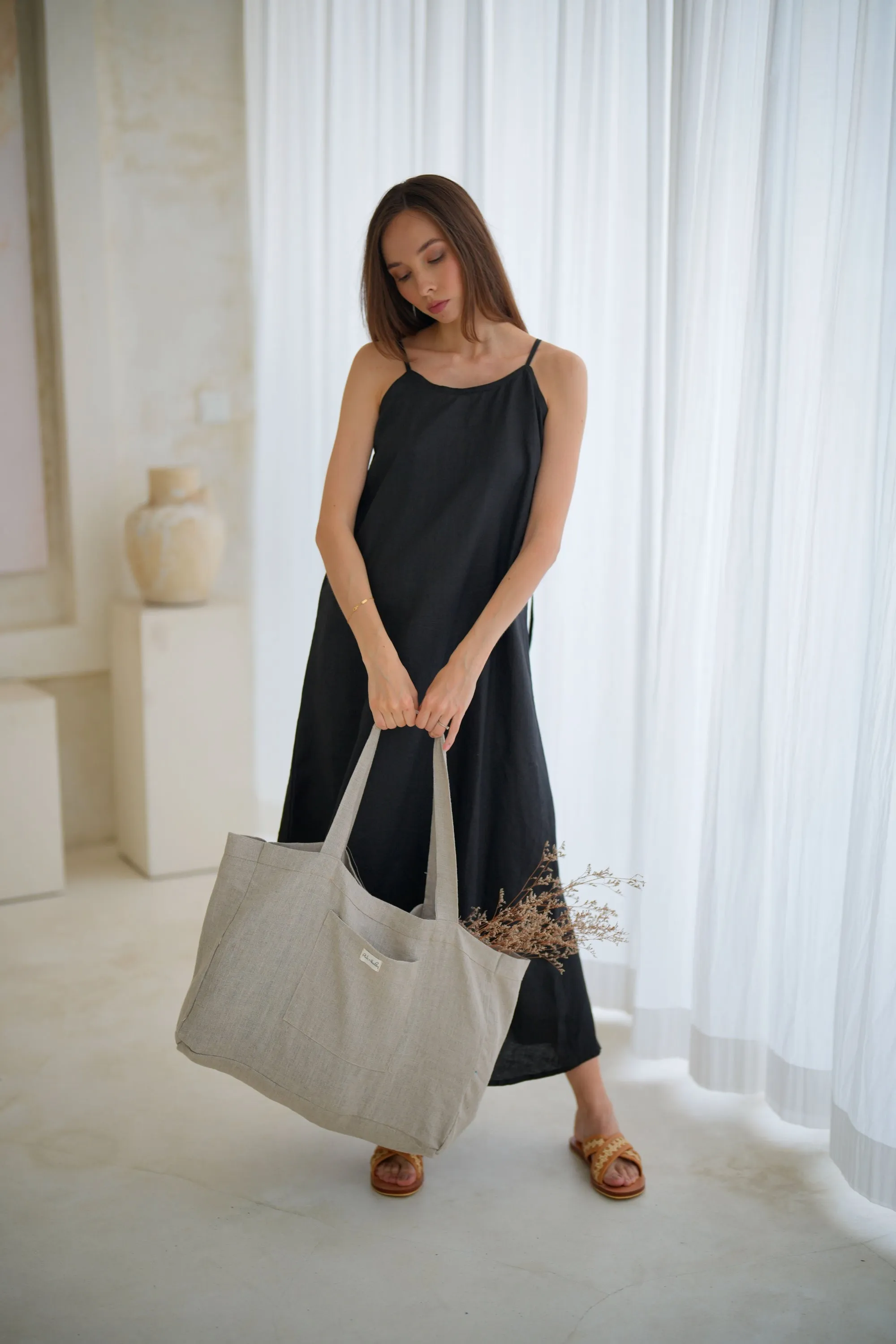 Handmade Linen Oversized Shopping Tote