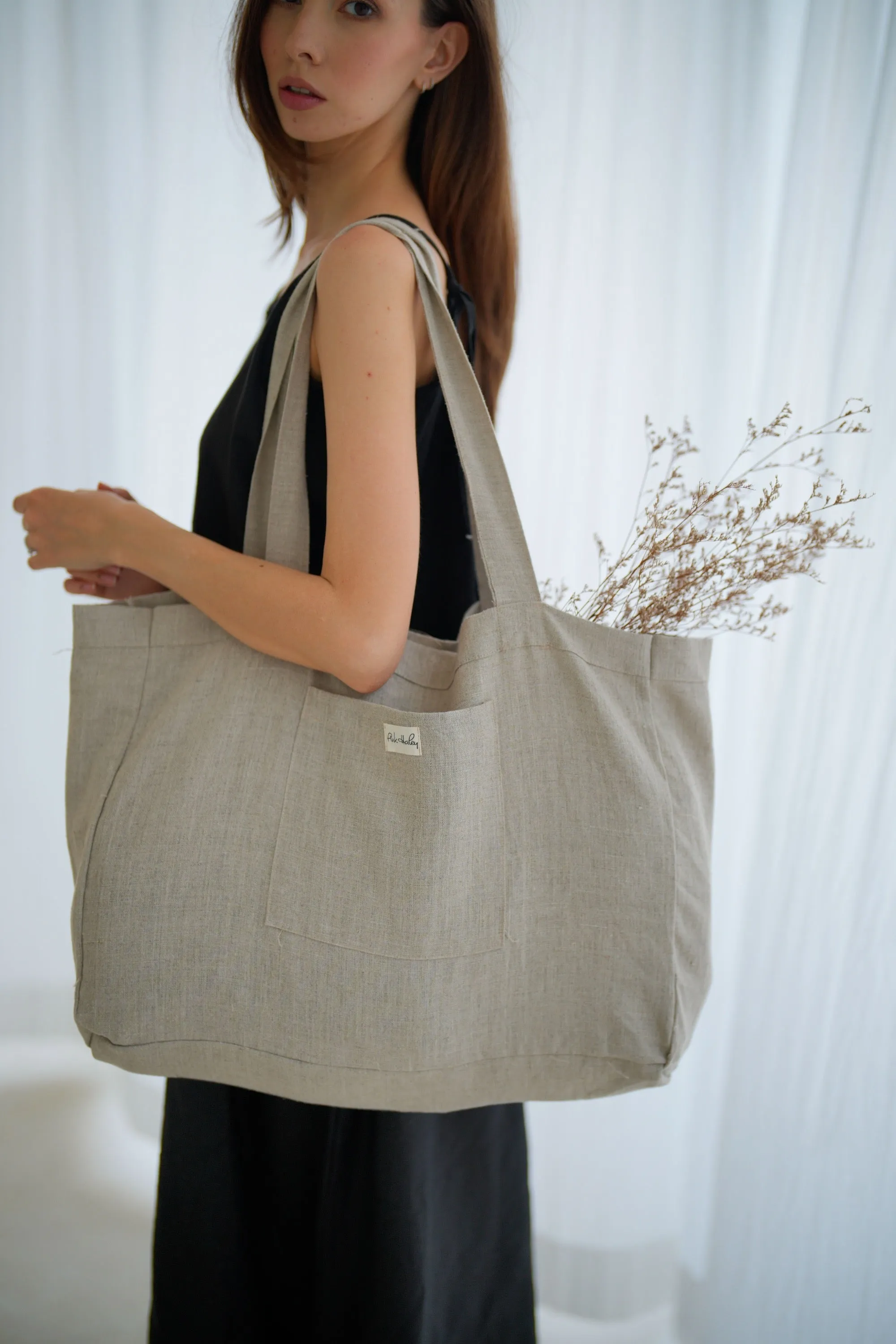 Handmade Linen Oversized Shopping Tote