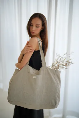 Handmade Linen Oversized Shopping Tote