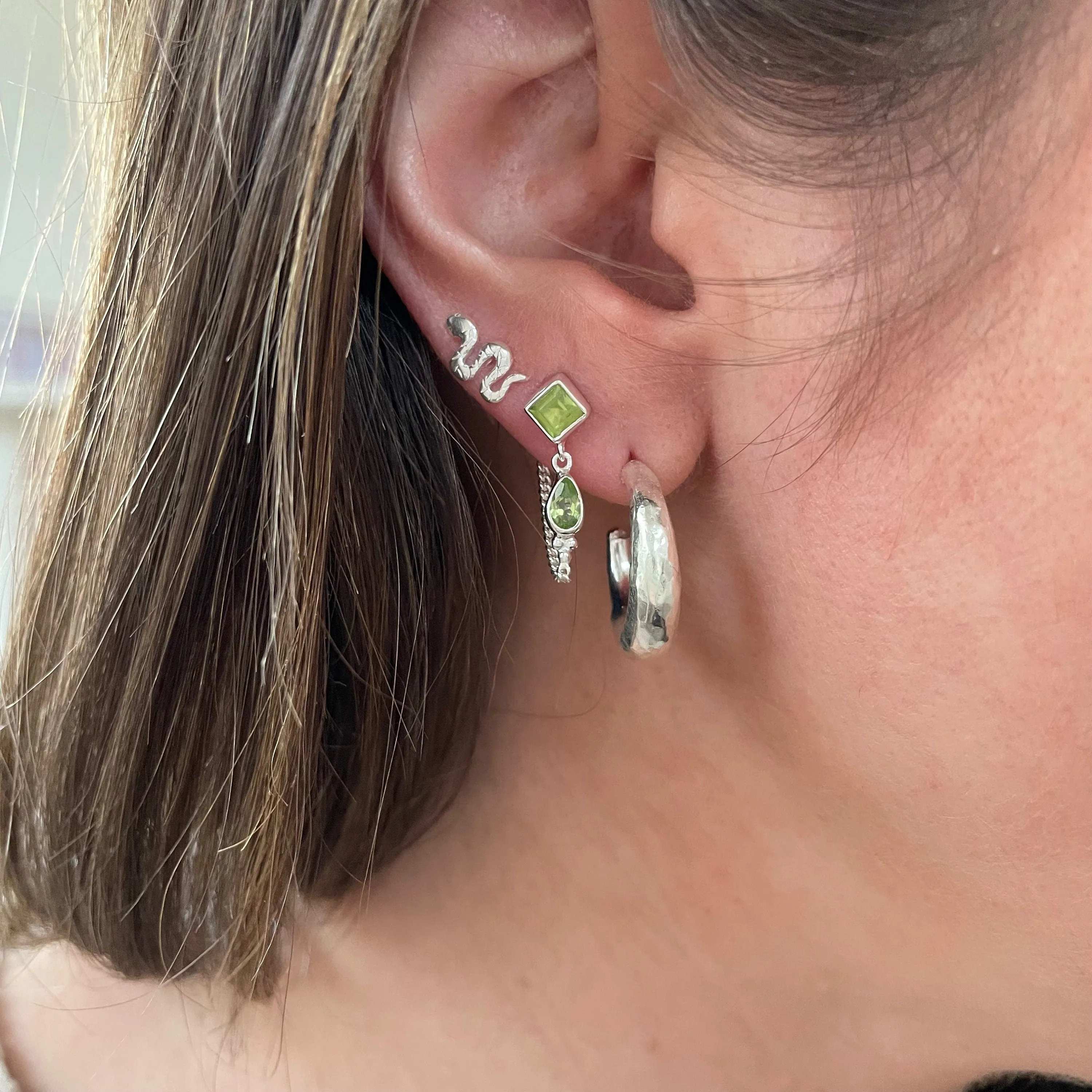 Kalani Sterling Silver Peridot Studs Earrings