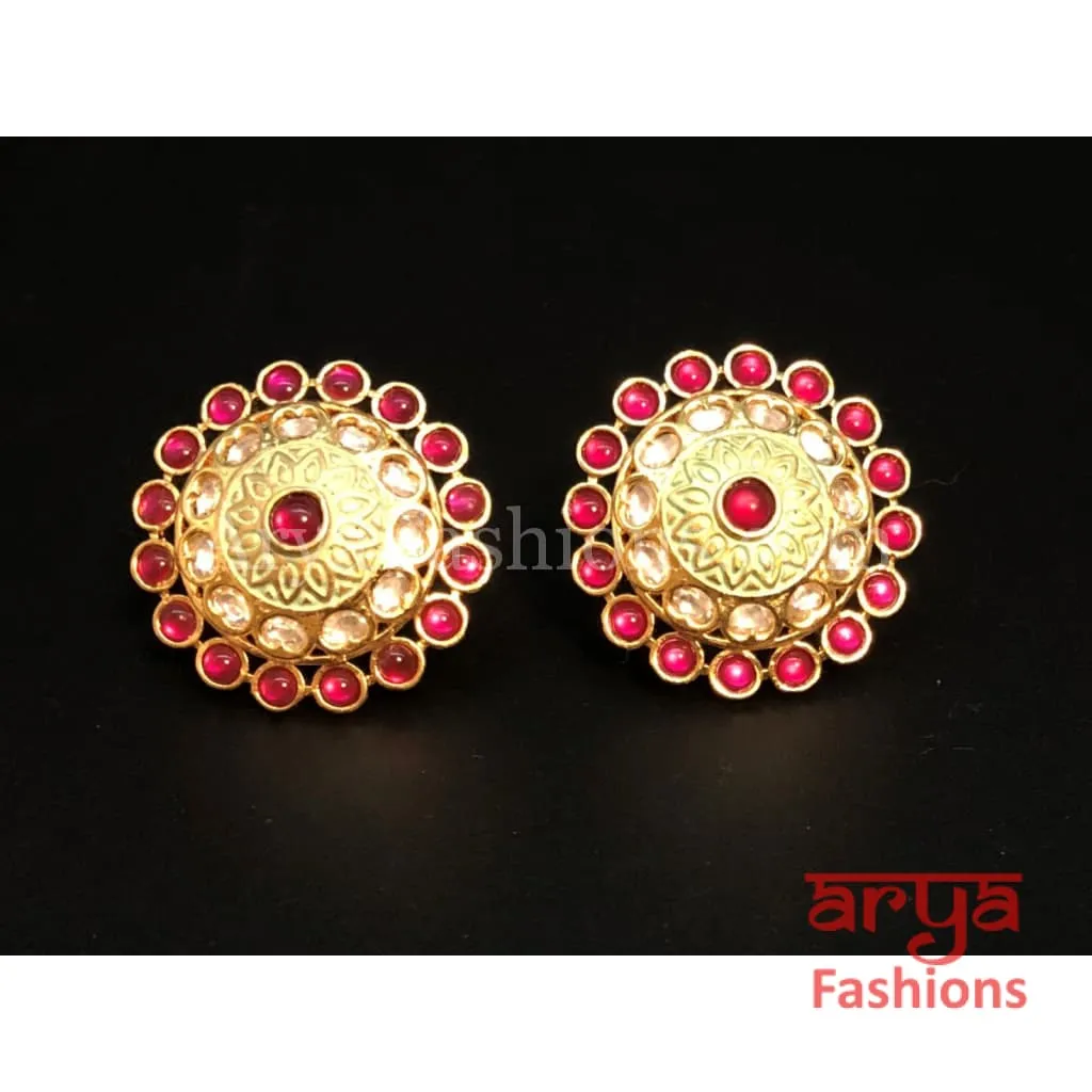 Kundan Meenakari Round Studs