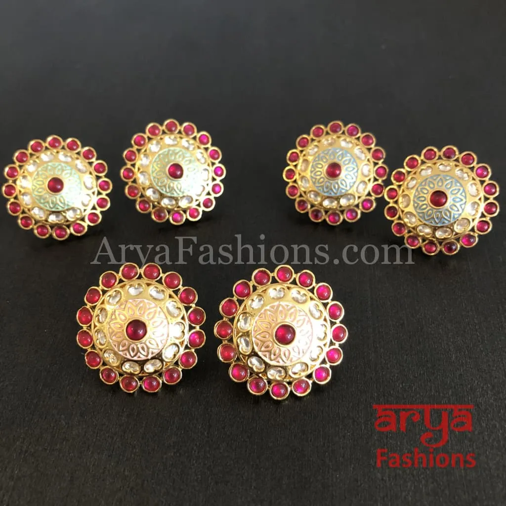 Kundan Meenakari Round Studs