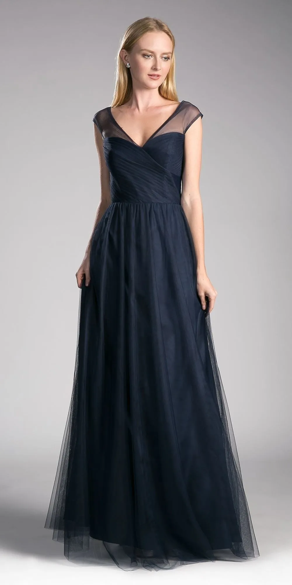 Ladivine ET320 Illusion V-Neck and Back Long Dress