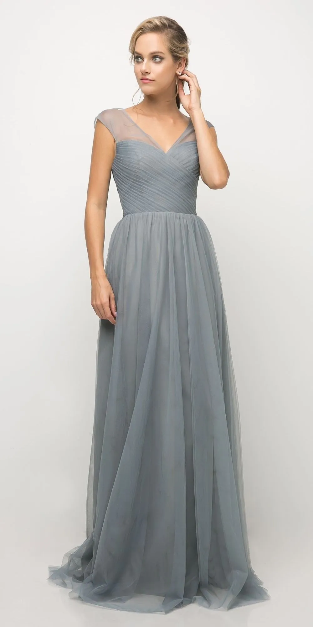 Ladivine ET320 Illusion V-Neck and Back Long Dress