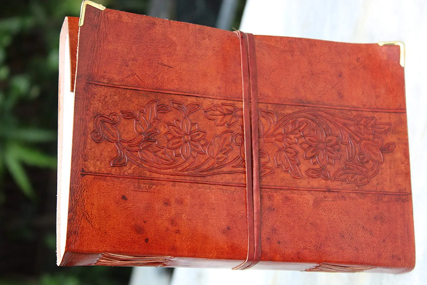 Large vintage Antique embossed leather journal