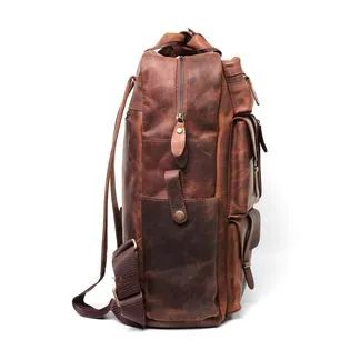 Leather Backpack With Multiple Pockets