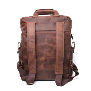 Leather Backpack With Multiple Pockets