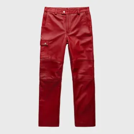 Leather Cargo Pant Red