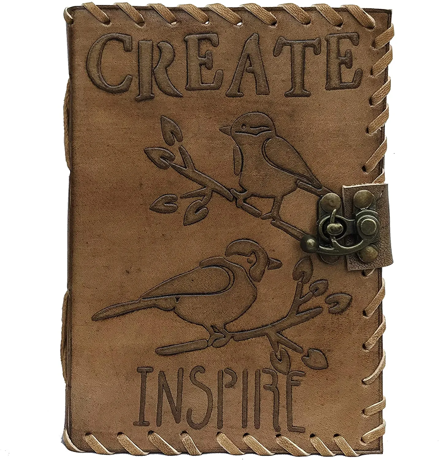 Leather Inspire Bird Embossed Antique Journal