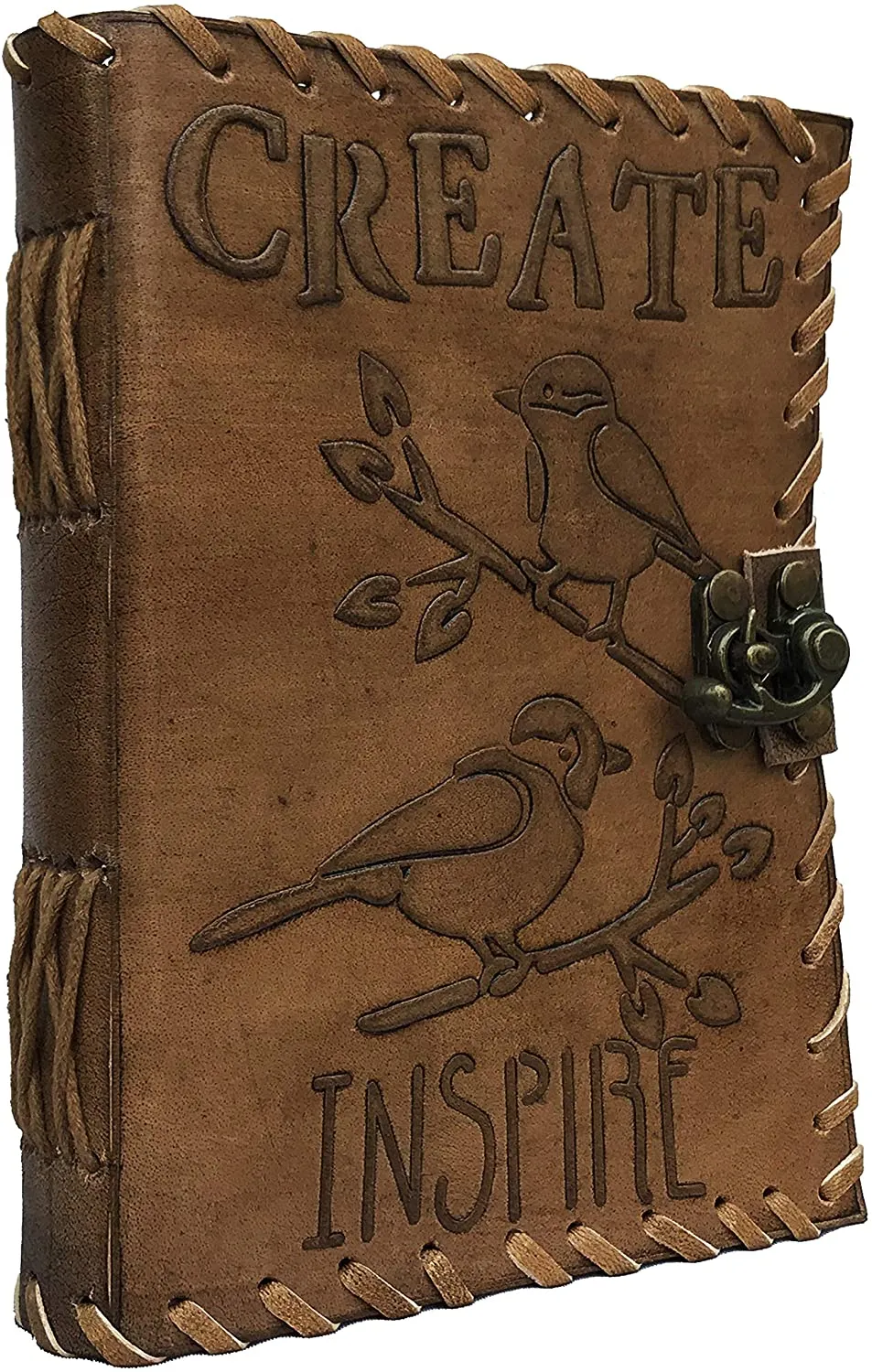 Leather Inspire Bird Embossed Antique Journal