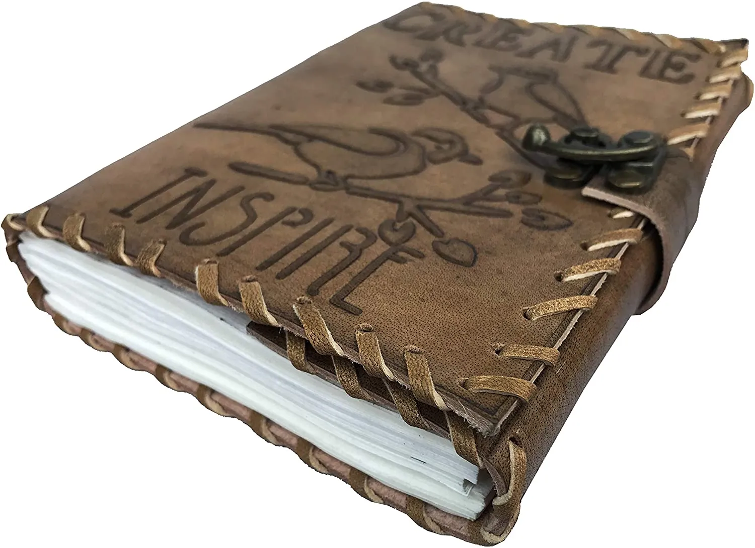 Leather Inspire Bird Embossed Antique Journal