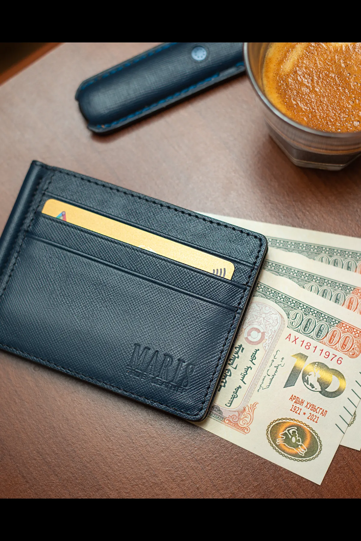 Leather Wallet With Cash Clip