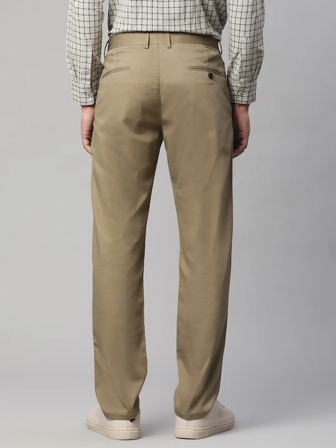 Men Khaki Semi Formal Trouser