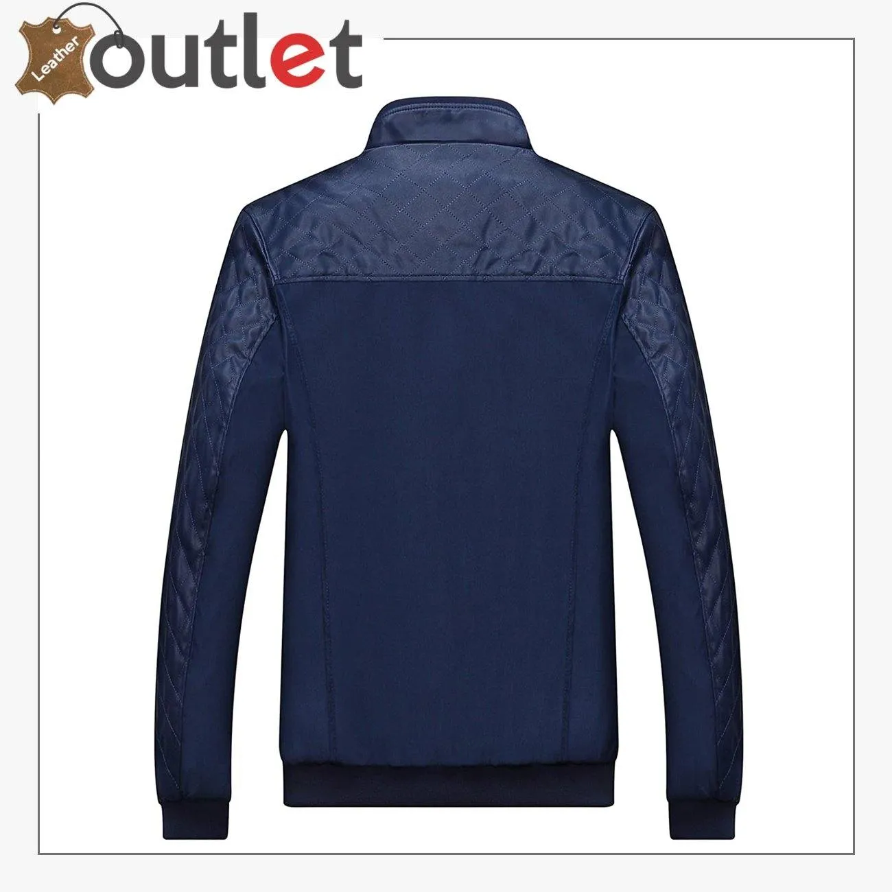 Mens Casual Stand Collar Slim PU Leather Bomber Jacket