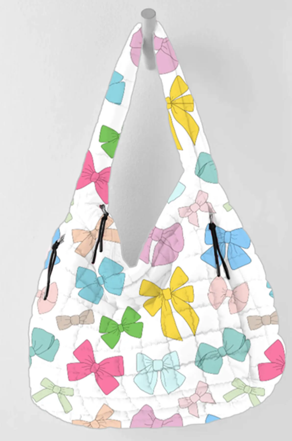 Multicolored Coquette Bows Wholesale Large Quilted Tote Bag