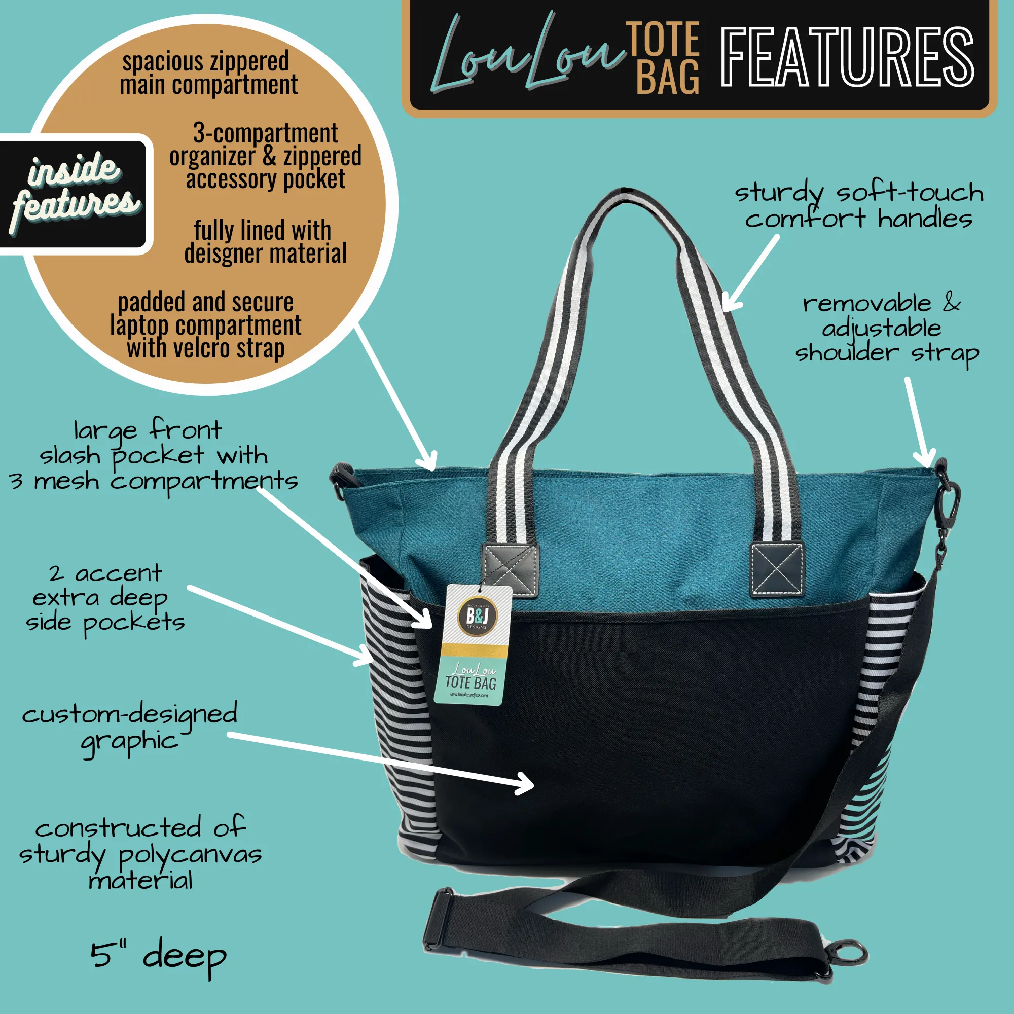 Nana's Getaway LouLou Teal Tote Bag for Grandmothers