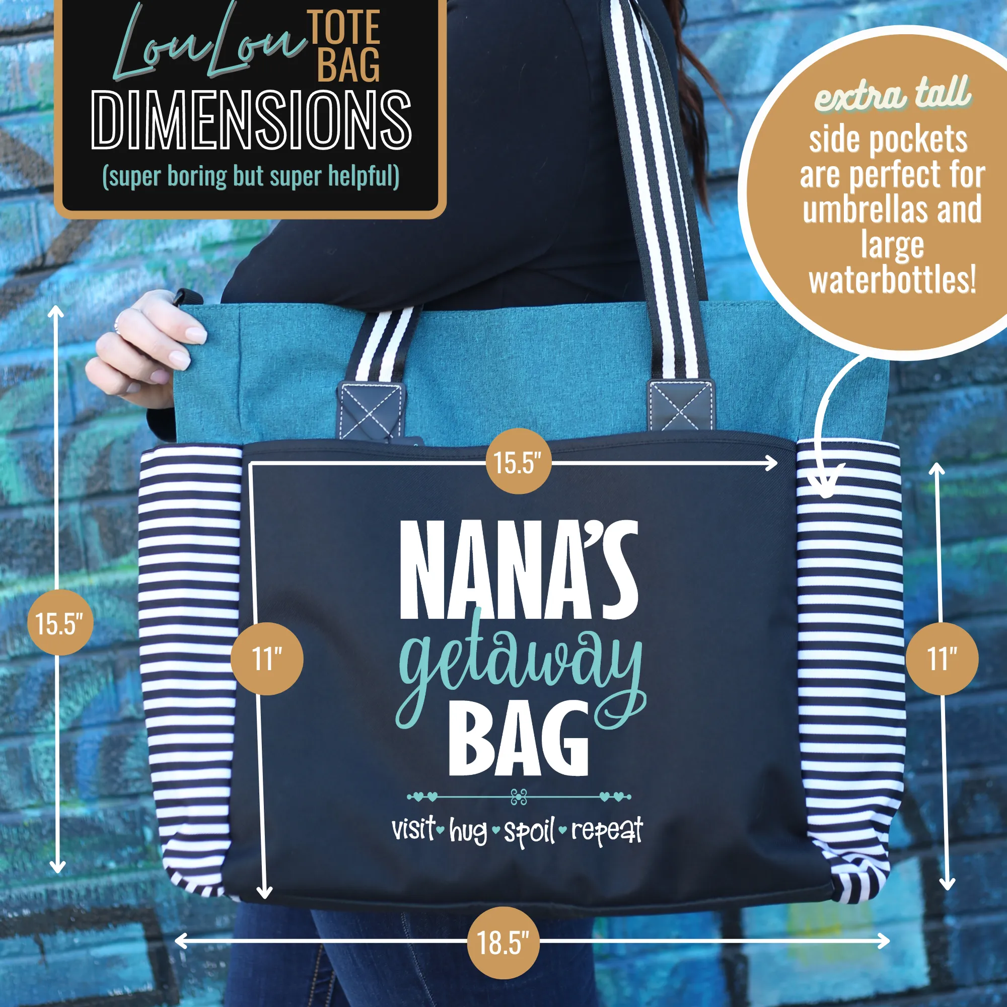 Nana's Getaway LouLou Teal Tote Bag for Grandmothers