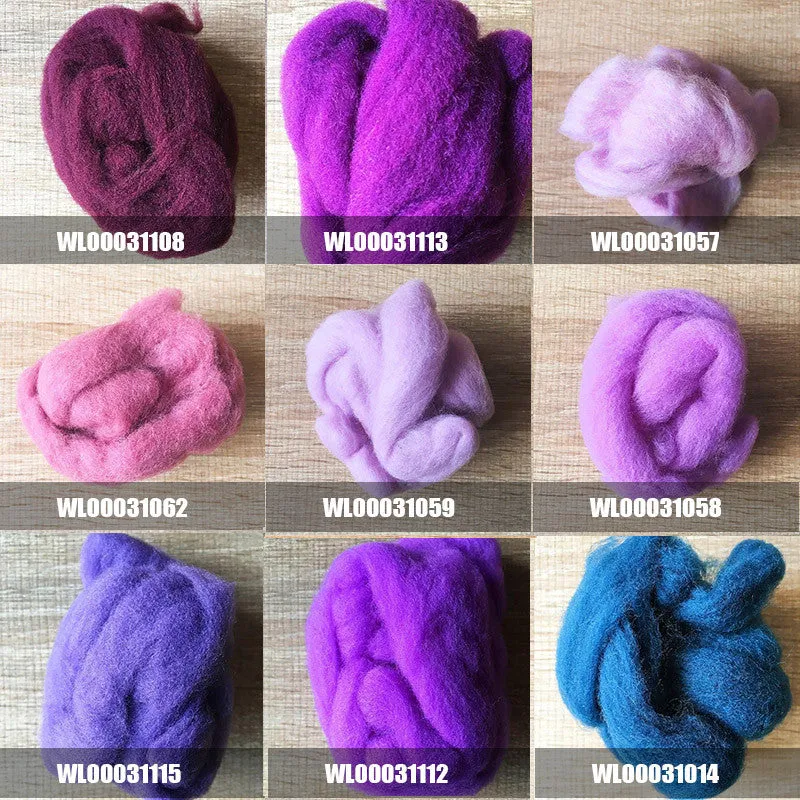 Needle felted supplies wool felting purple wool Roving for felting short fabric