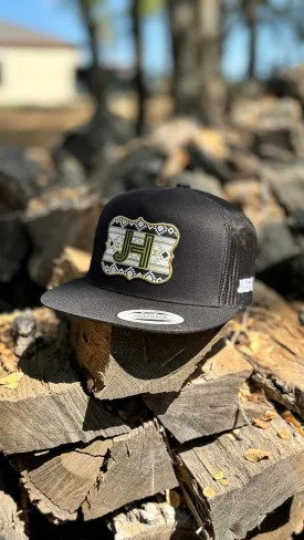 New 2024 Jobes Hats- All Black Dark Green Aztec patch