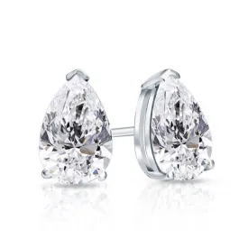 Pear Shape Solitaire Diamond Studs (2.51 ct PS ISI2 GIA Diamonds) in White Gold