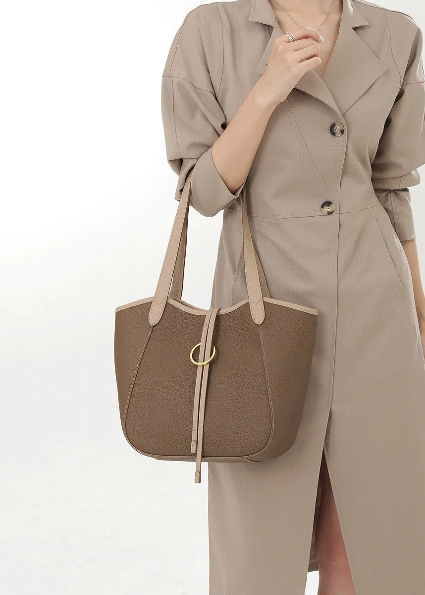 Pebble Leather Tassel Tote Bag