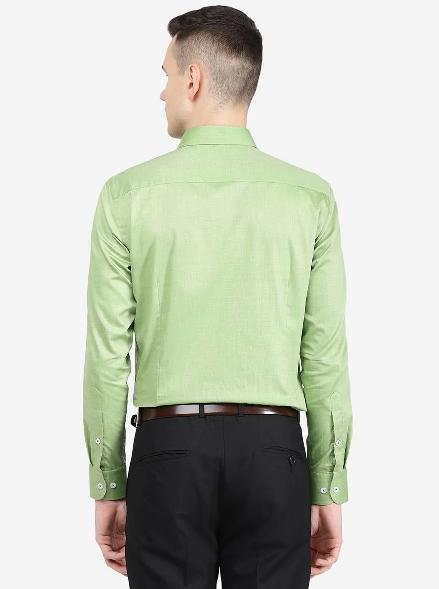 Perrot Green Solid Slim Fit Formal Shirt | Metal