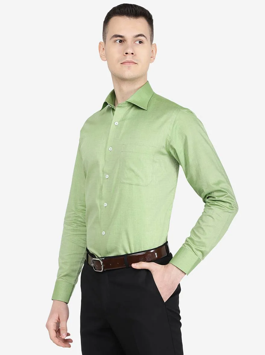 Perrot Green Solid Slim Fit Formal Shirt | Metal