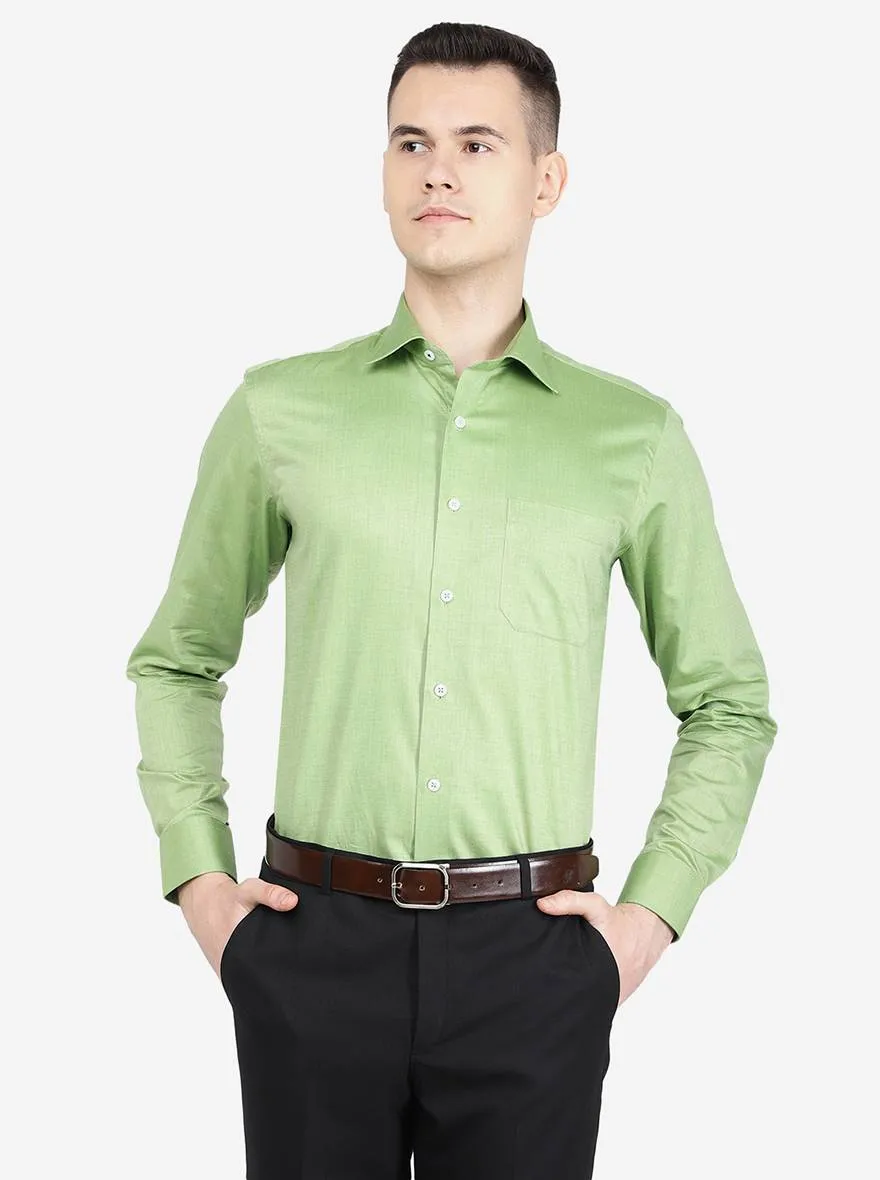 Perrot Green Solid Slim Fit Formal Shirt | Metal