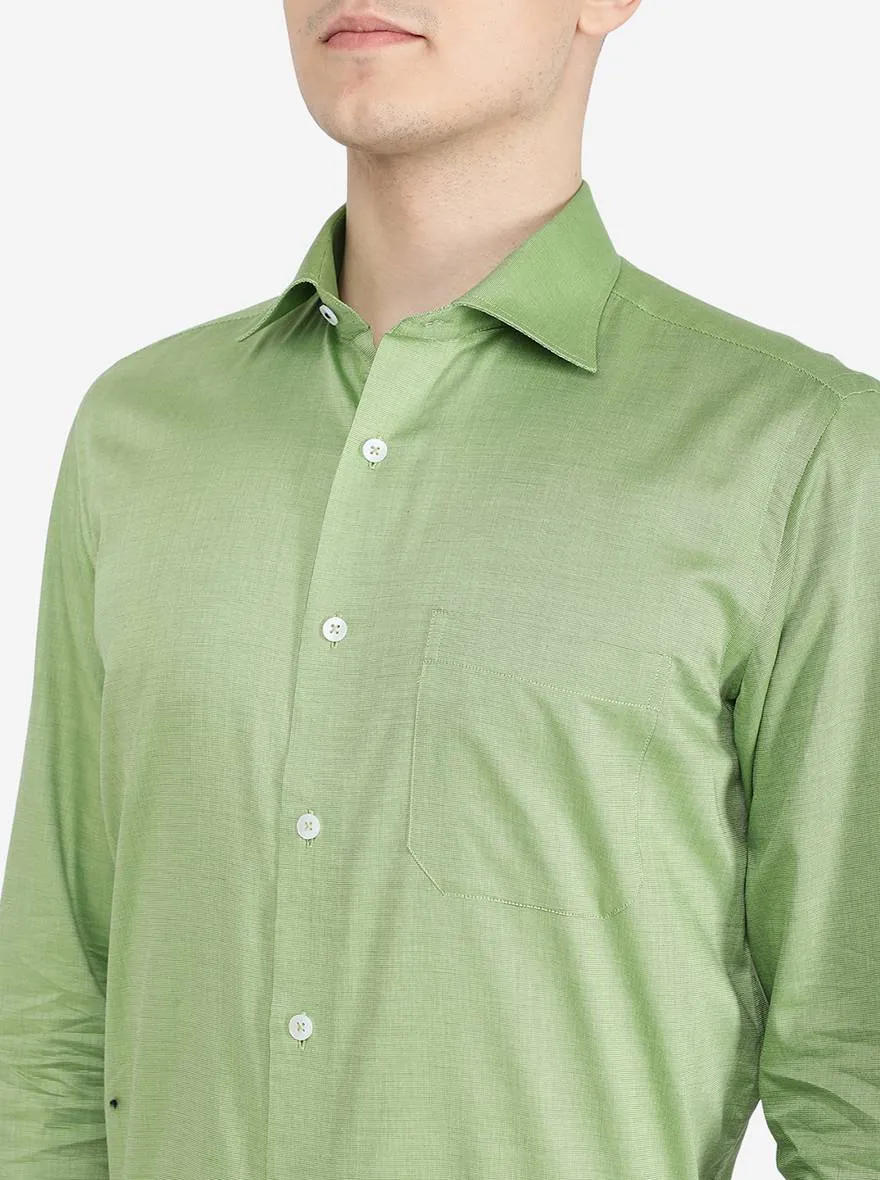 Perrot Green Solid Slim Fit Formal Shirt | Metal