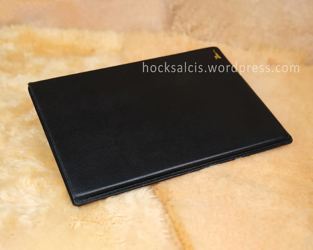 Personalised Goat Skin Leather Laptop Tablet Sleeve Black