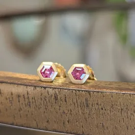 Pink Spinel Hex Studs