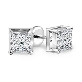 Princess Solitaire Diamond Studs (0.39 ct Diamonds) in White Gold