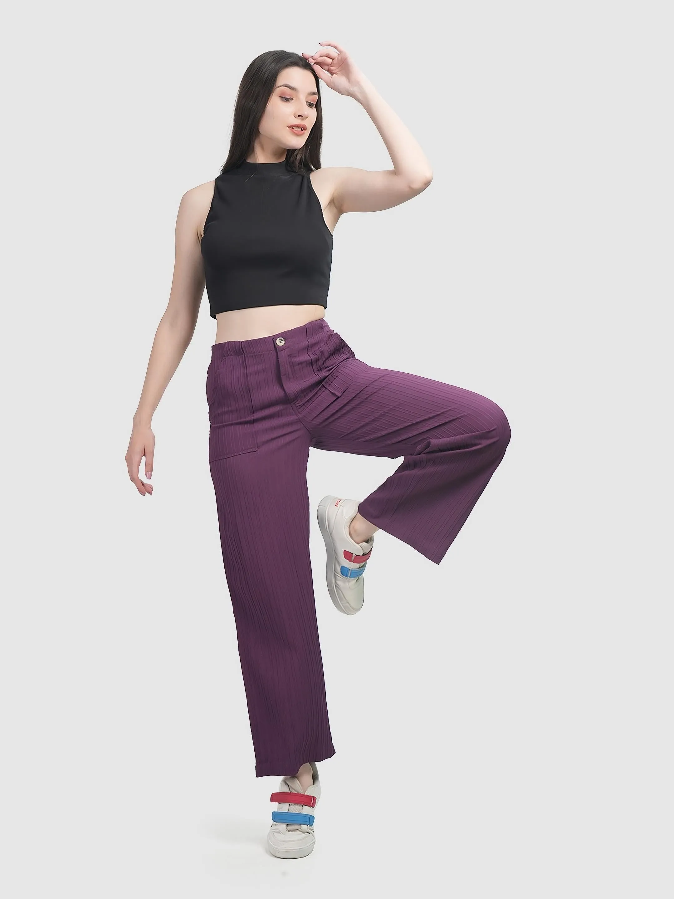 Purple Colour | Women Formal Trousers Regular Fit