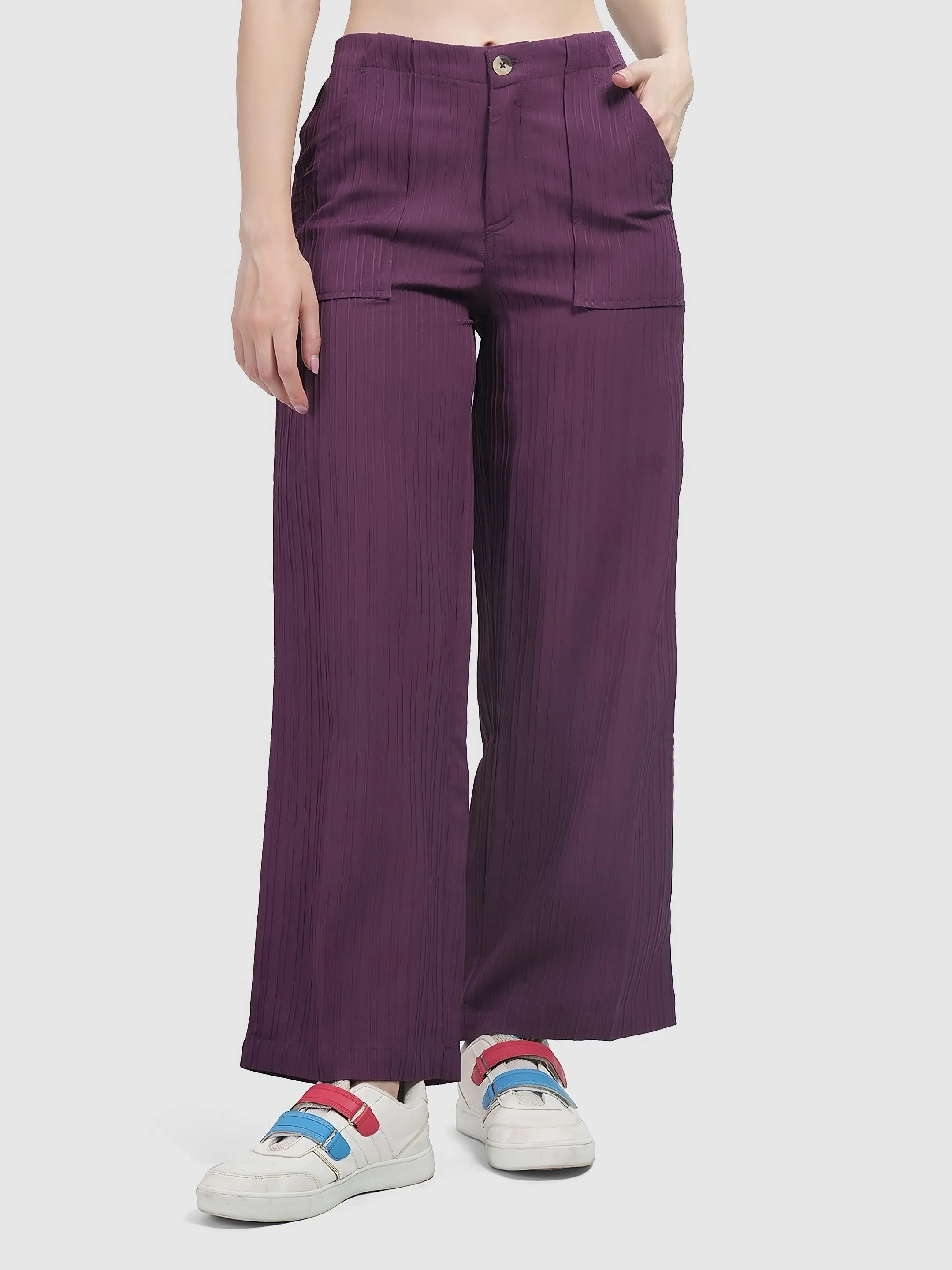 Purple Colour | Women Formal Trousers Regular Fit