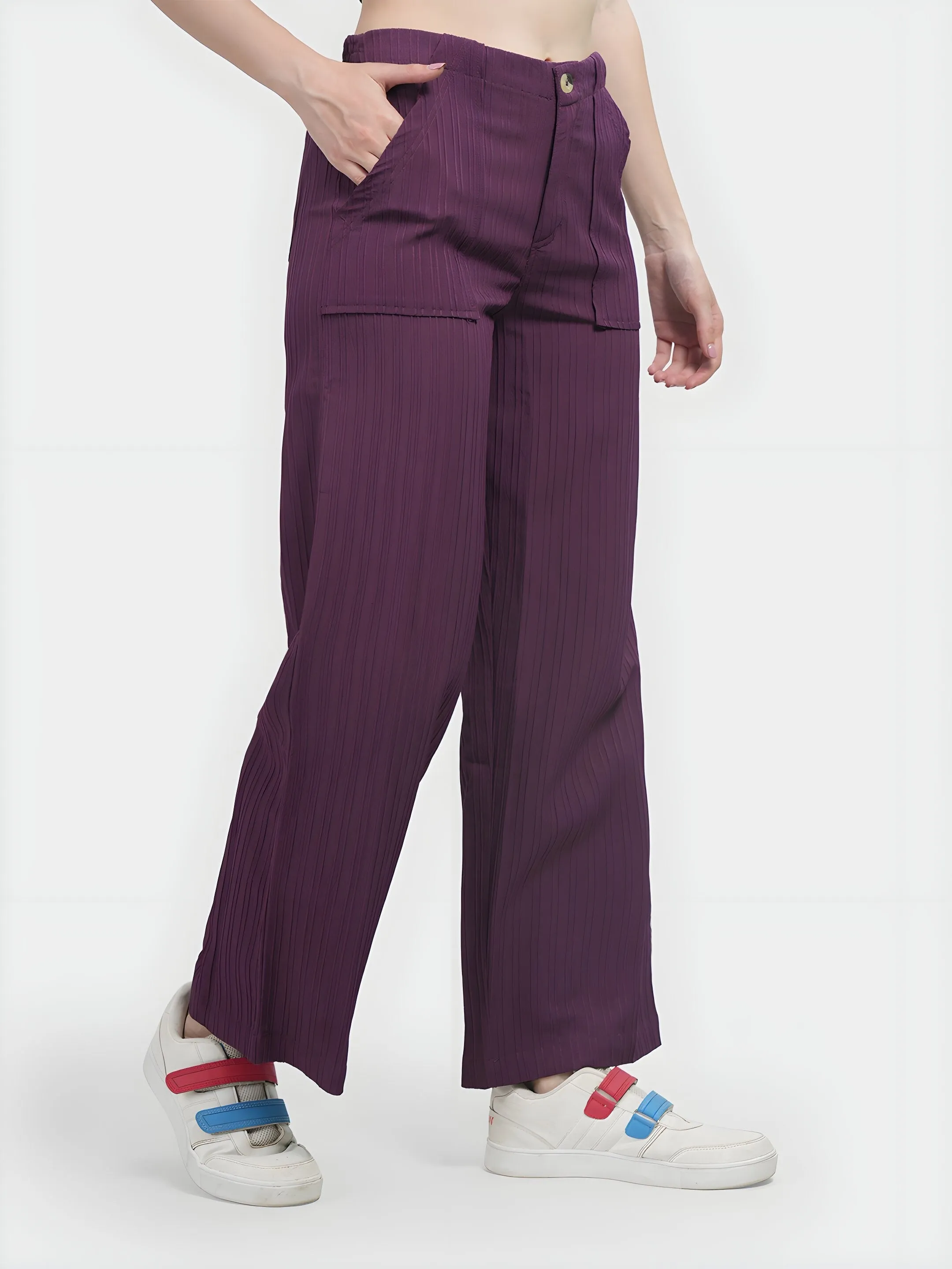 Purple Colour | Women Formal Trousers Regular Fit