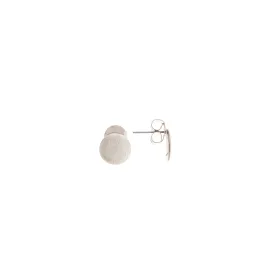 Rhodium Satin Round Stud Earring