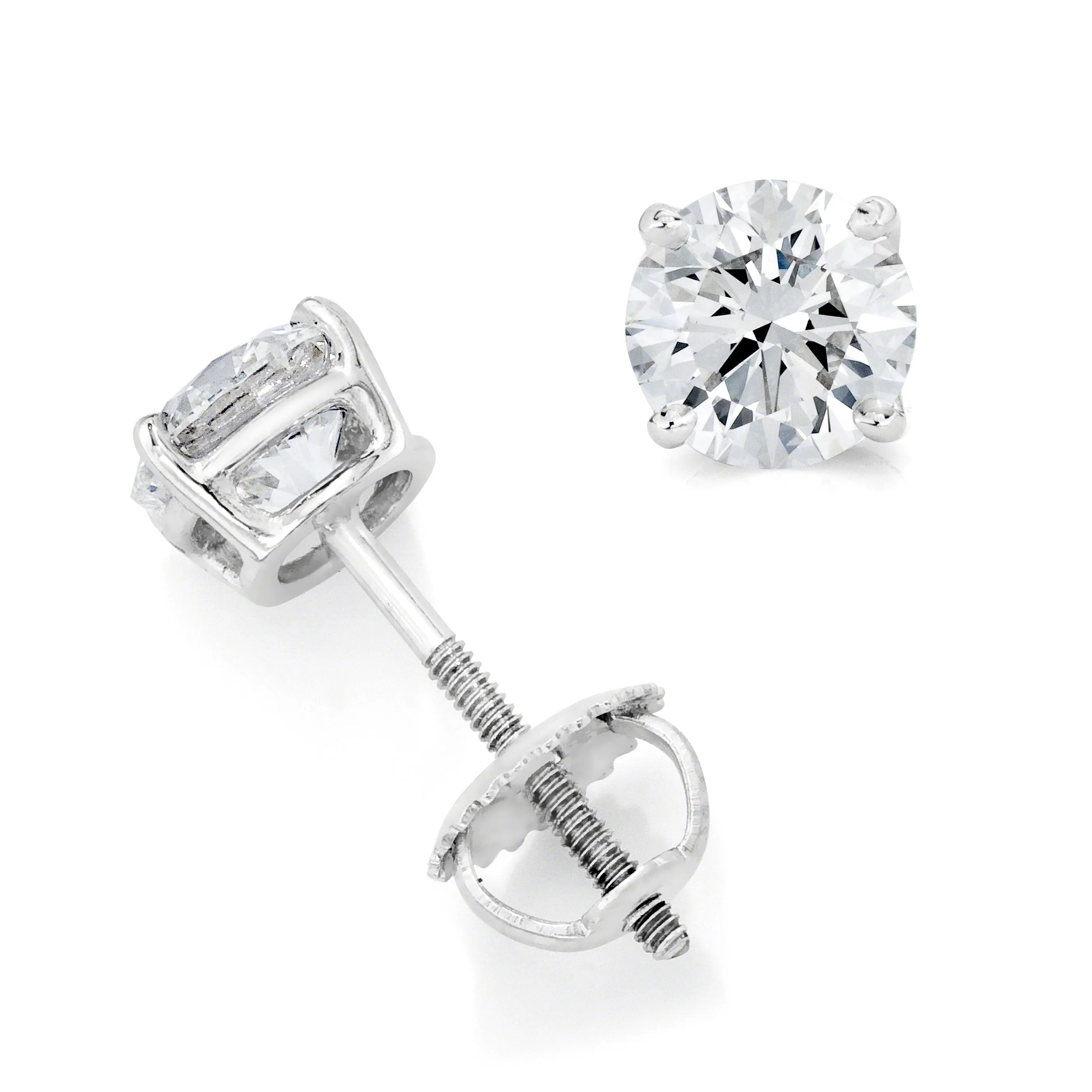 Round Solitaire Diamond Studs (5.03 ct Round GH I Diamonds) in White Gold