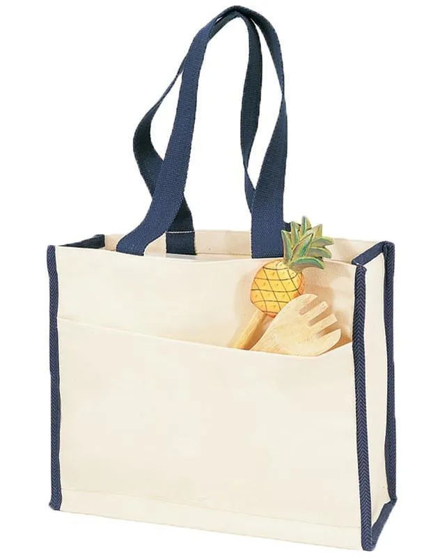 SET OF 50 HEAVY CANVAS TOTE BAG WITH COLORED TRIM