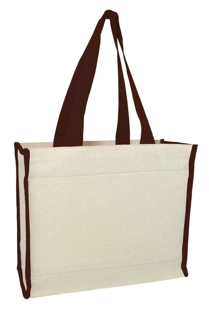 SET OF 50 HEAVY CANVAS TOTE BAG WITH COLORED TRIM