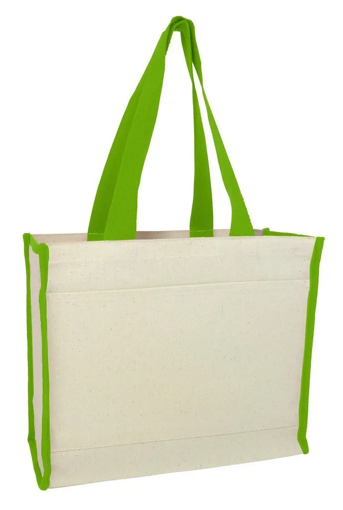 SET OF 50 HEAVY CANVAS TOTE BAG WITH COLORED TRIM