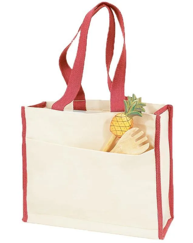 SET OF 50 HEAVY CANVAS TOTE BAG WITH COLORED TRIM