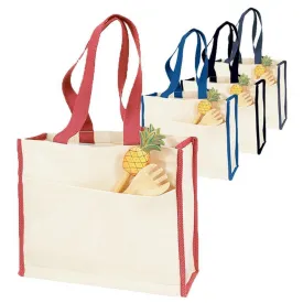 SET OF 50 HEAVY CANVAS TOTE BAG WITH COLORED TRIM