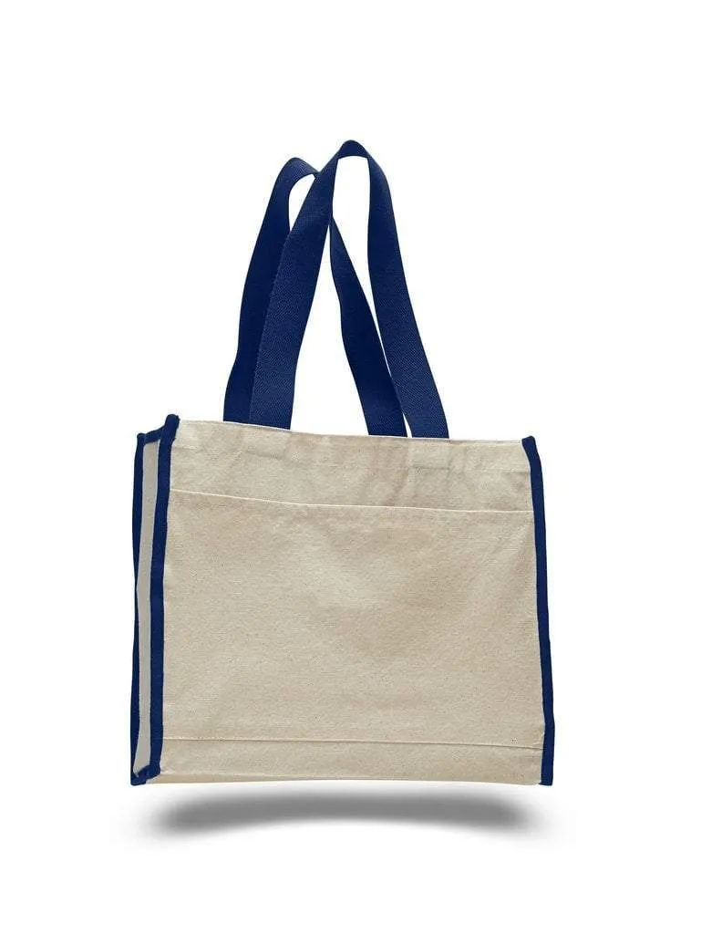 SET OF 50 HEAVY CANVAS TOTE BAG WITH COLORED TRIM