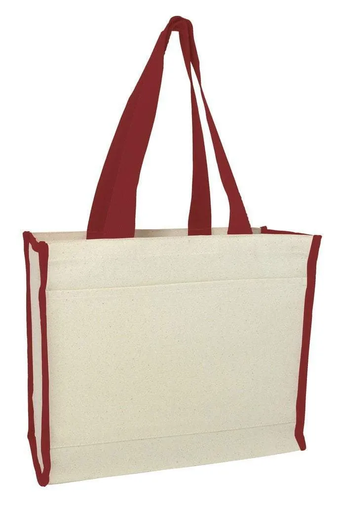 SET OF 50 HEAVY CANVAS TOTE BAG WITH COLORED TRIM