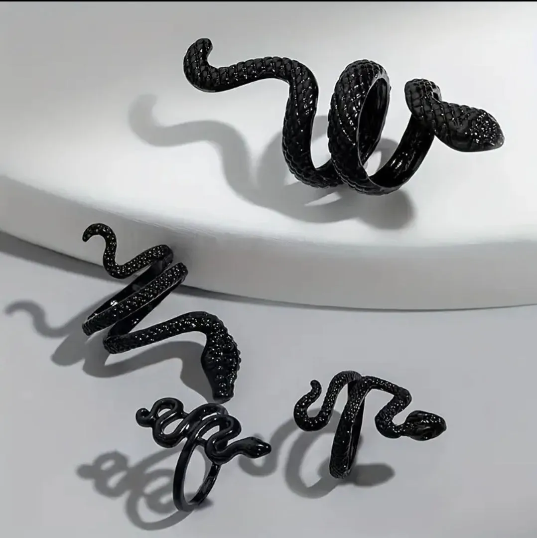 SnakeArium- 4Pc Gothic Snake Rings