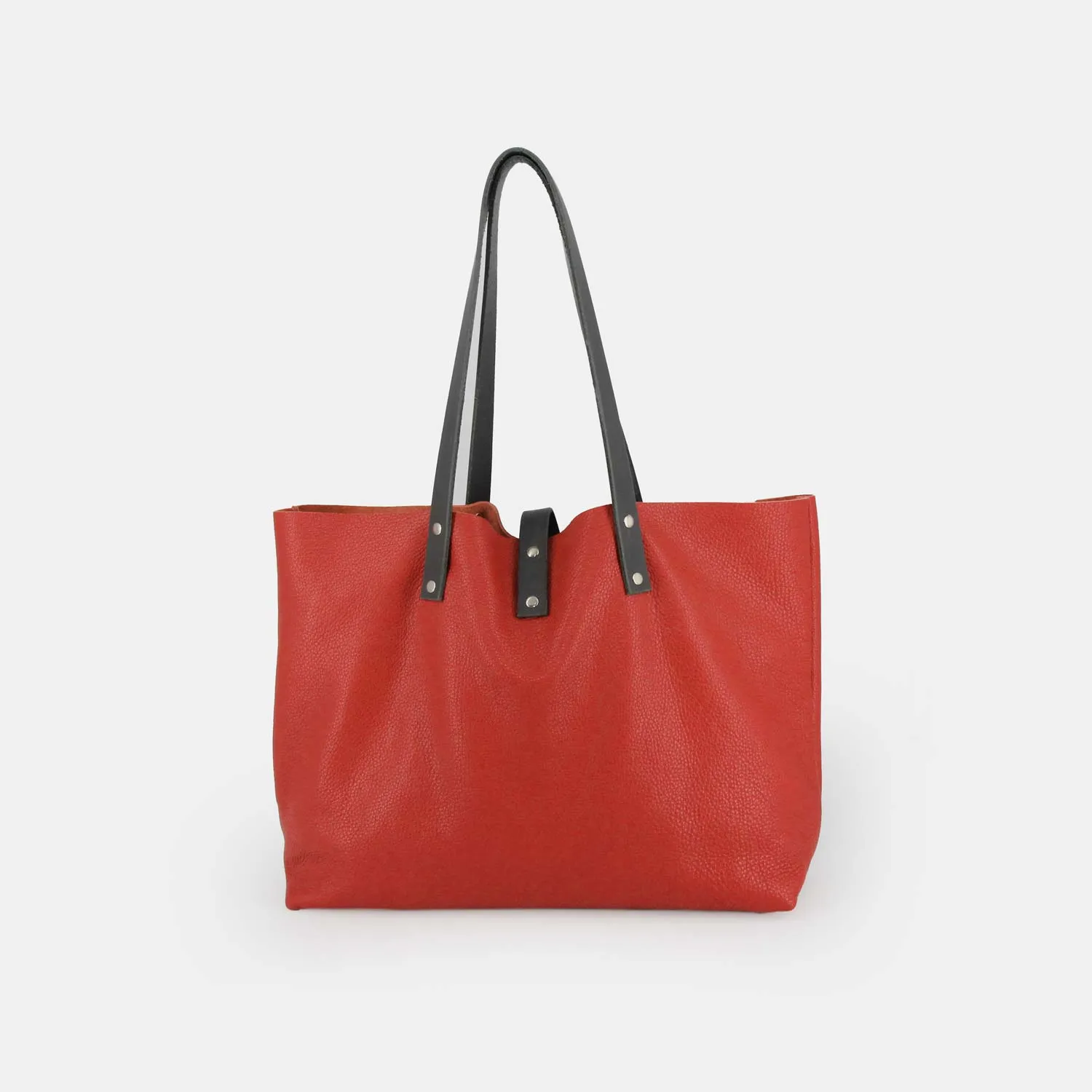 Soft Italian Leather Tote - Red