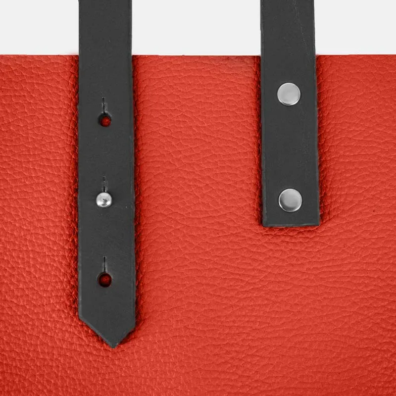 Soft Italian Leather Tote - Red