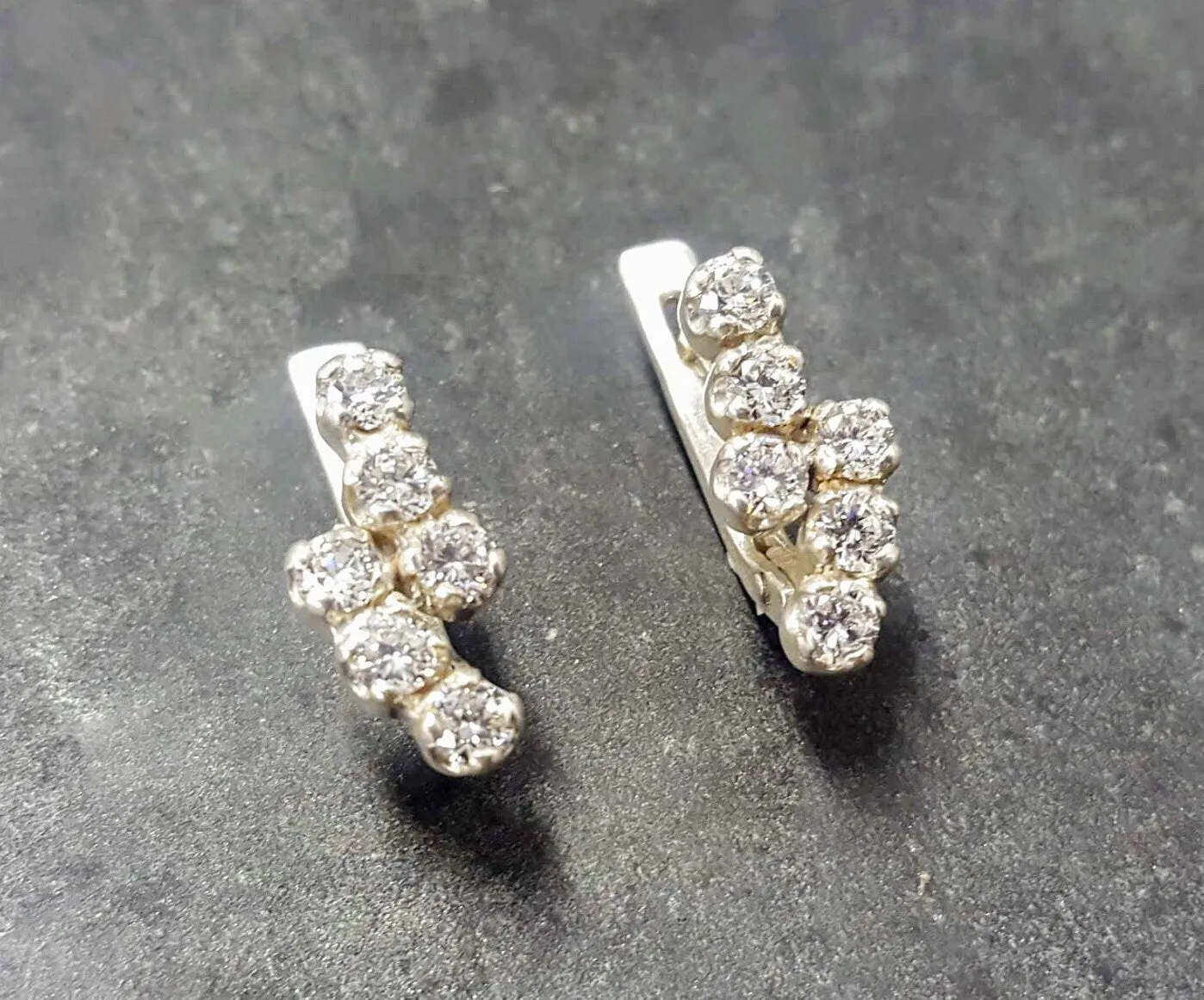 Sparkly Diamond Earrings - Brilliant Drop Earrings - Clear Vintage Earrings