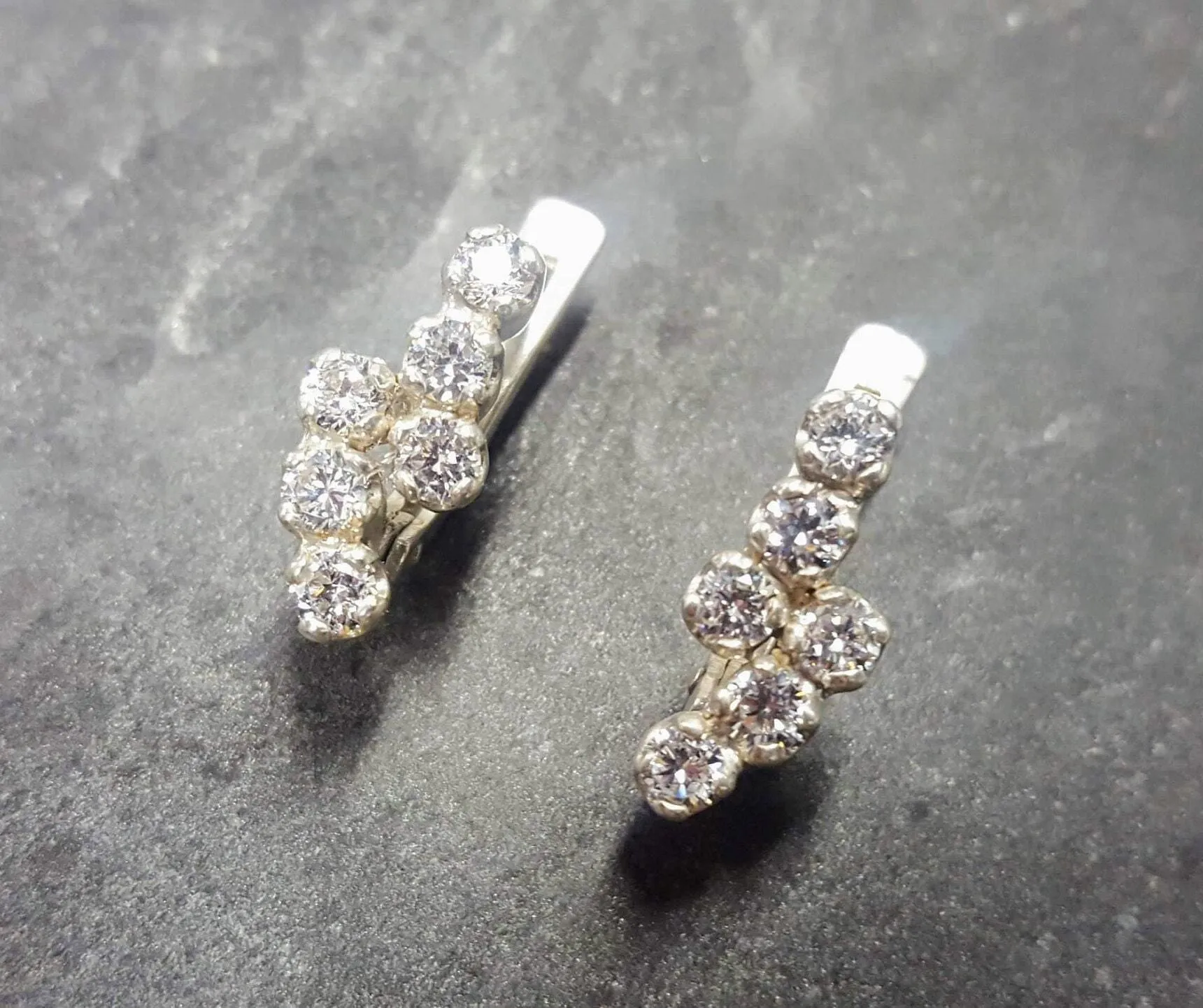 Sparkly Diamond Earrings - Brilliant Drop Earrings - Clear Vintage Earrings