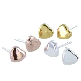 Sterling Silver High Shine Heart Studs